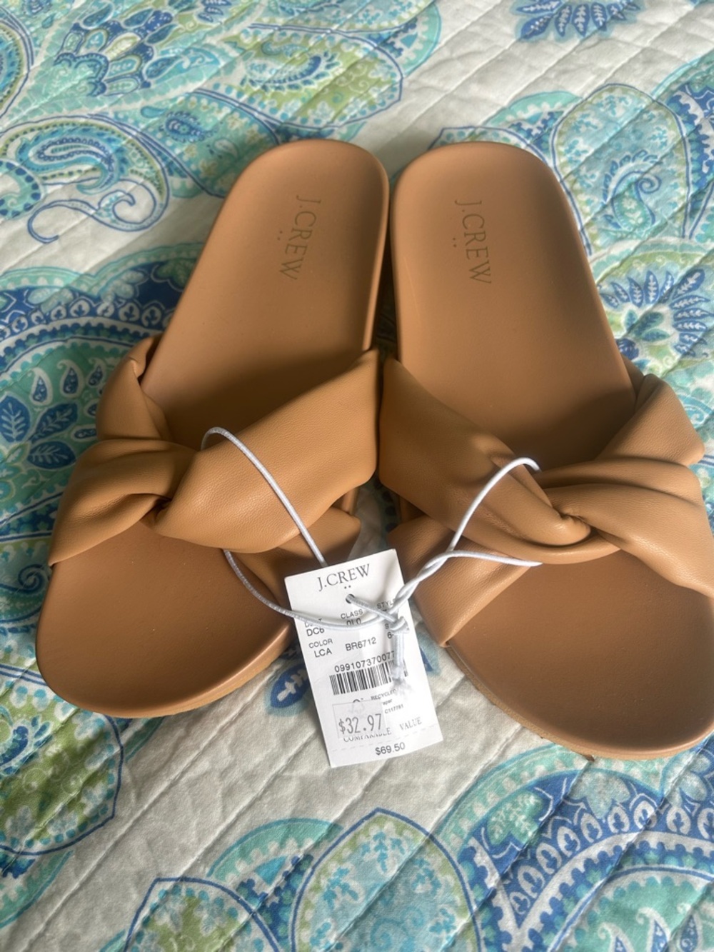 J. Crew Knotted Slide Sandals in Tan